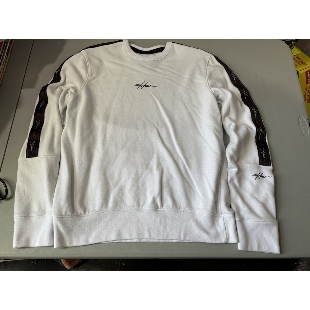 Hollister Men's  Bold Logo Icon Long Sleeve Shirt,‎ White, Medium